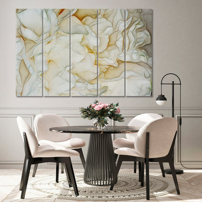 Creamy Pastel Peony Petals Abstract Pattern Shapes Swirls Canvas Print Floral & Botanical Split Art Artesty 5 panels 36" x 24" 