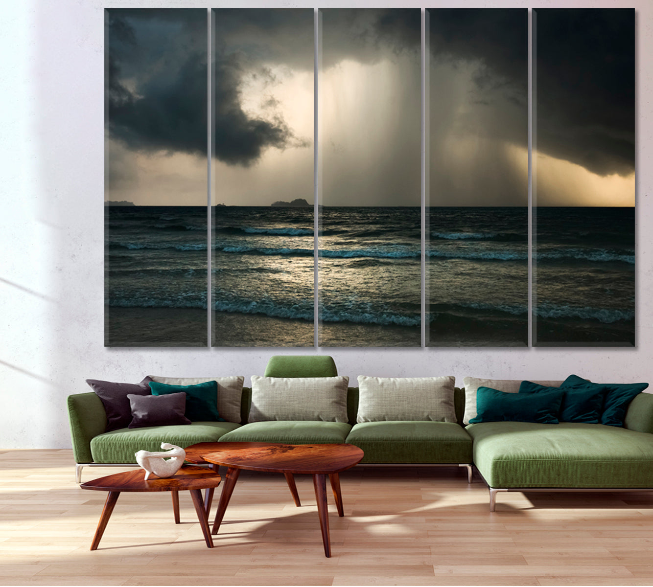 Amazing Dramatic Seascape with Storm Rain Dark Clouds Scenery Landscape Fine Art Print Artesty   