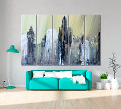 Abstract City Cities Wall Art Artesty 5 panels 36" x 24" 