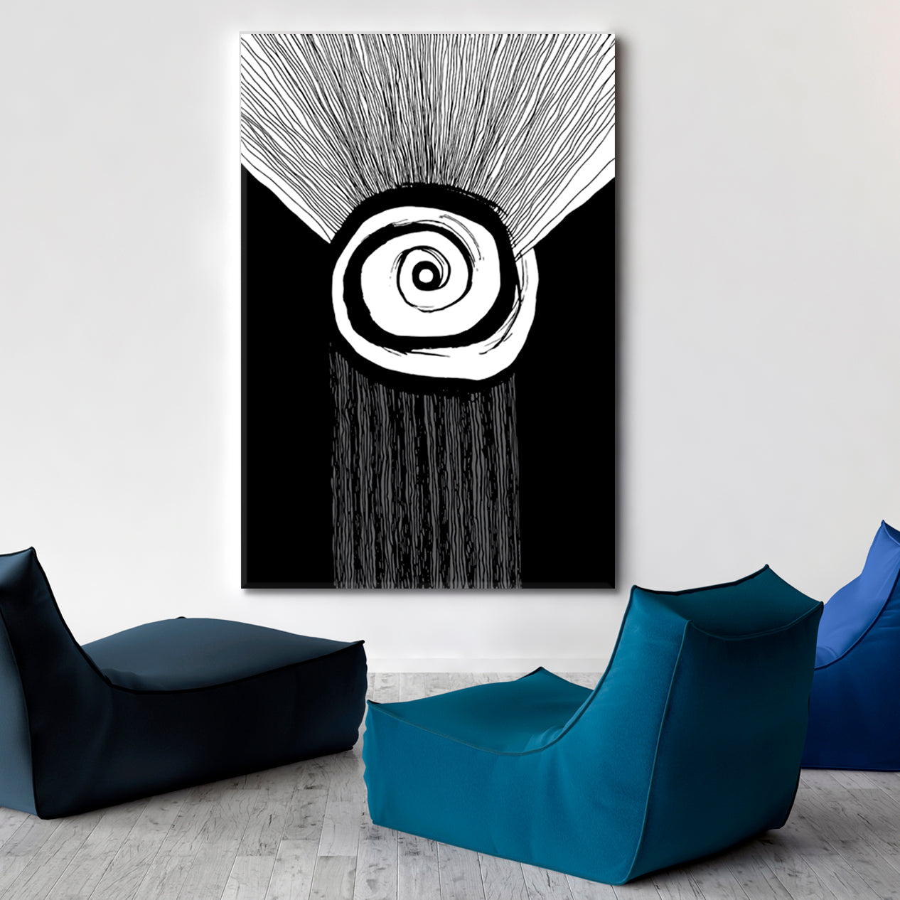 Simple Abstract Swirls Lines Black White Painting Abstract Art Print Artesty   