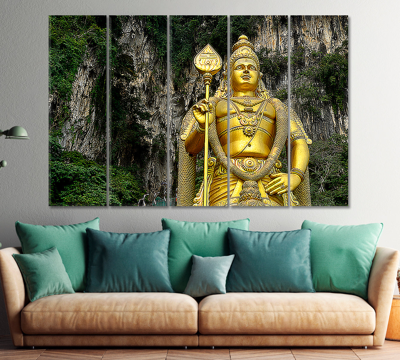 Kuala Lumpur Malaysia World's Tallest Statue of Murugan Famous Landmarks Artwork Print Artesty 5 panels 36" x 24" 