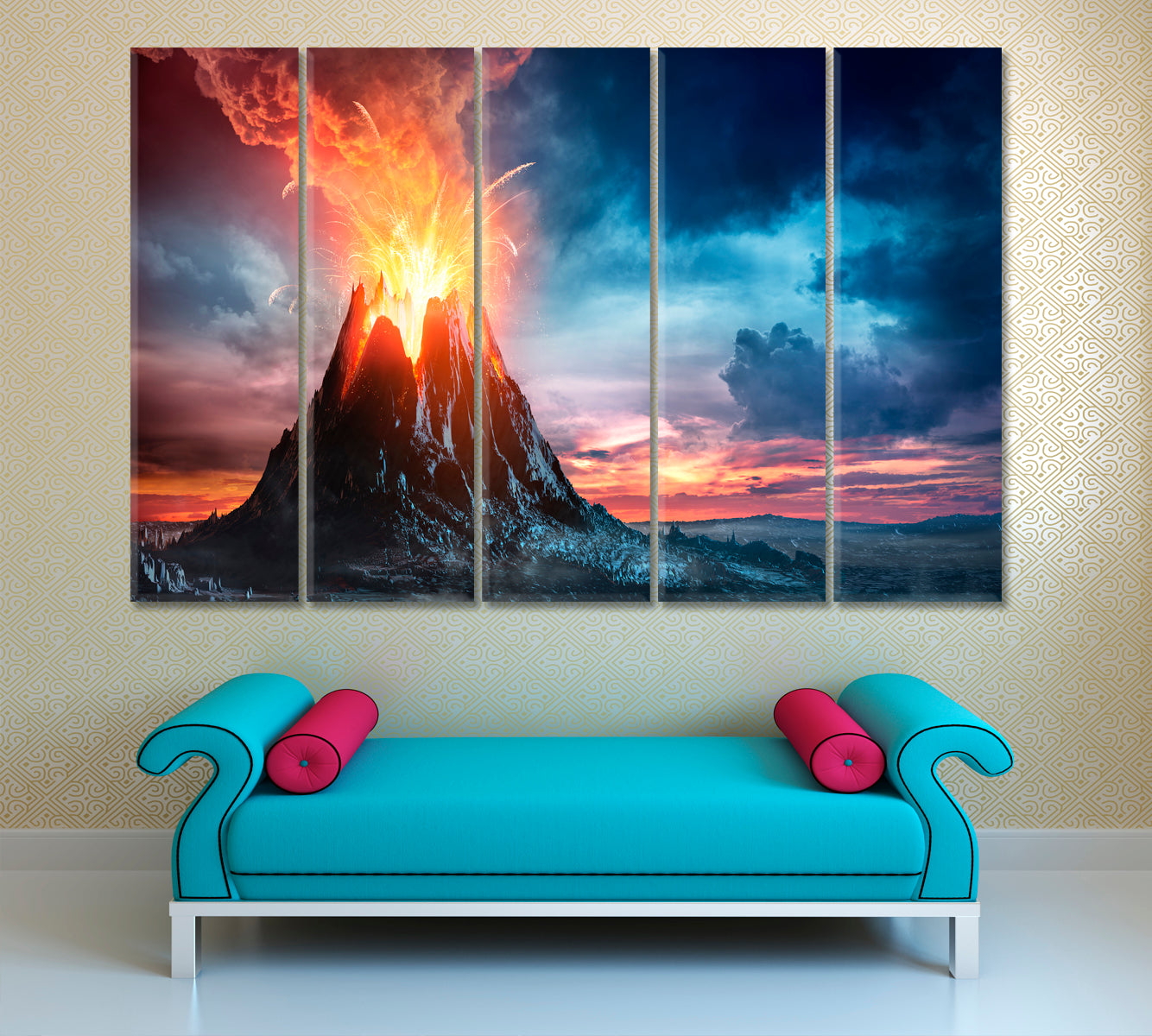 Volcanic Mountain in Eruption Scenery Landscape Fine Art Print Artesty   