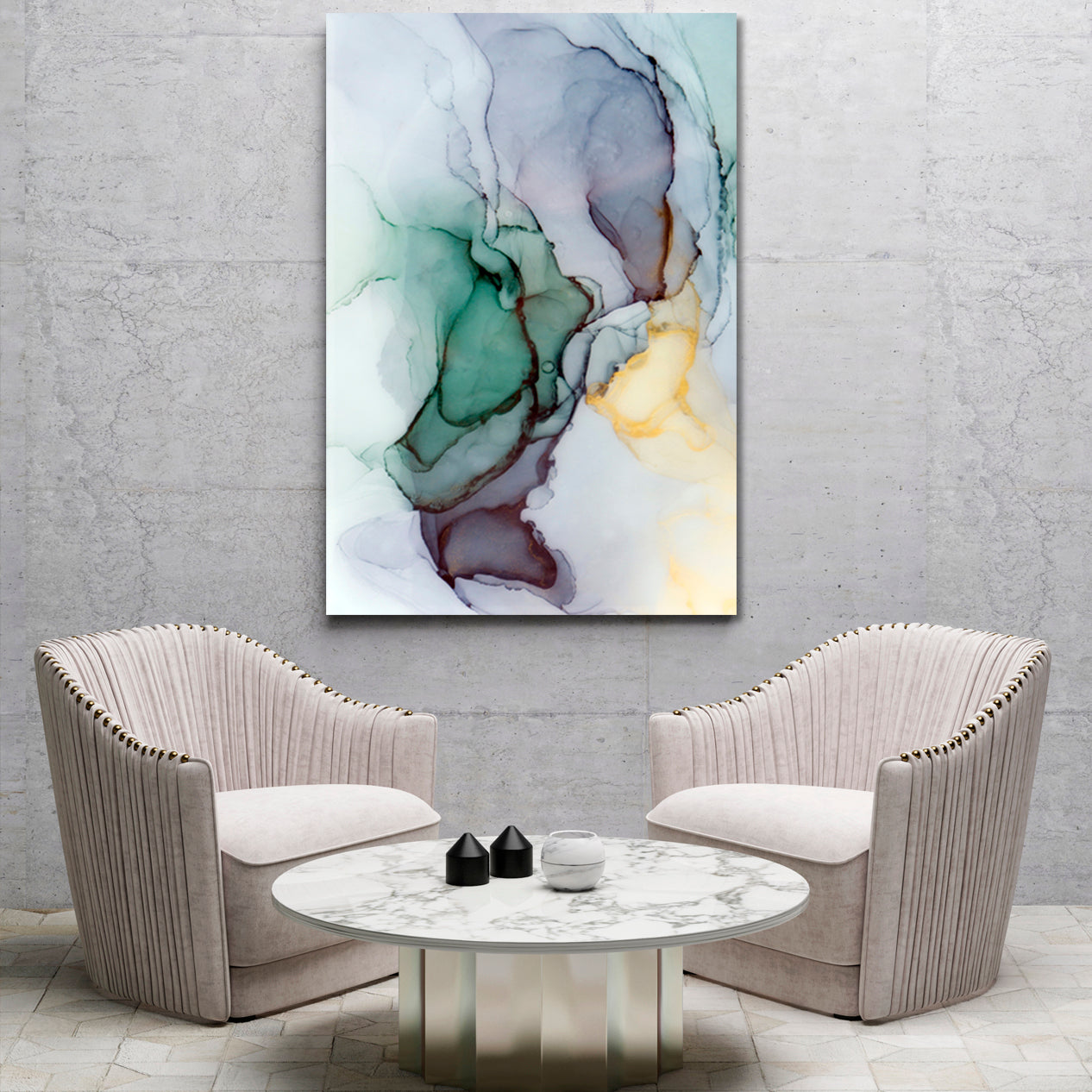 Abstract Veins Alcohol Ink Paint Translucent Free-flowing Fluid Art, Oriental Marbling Canvas Print Artesty   