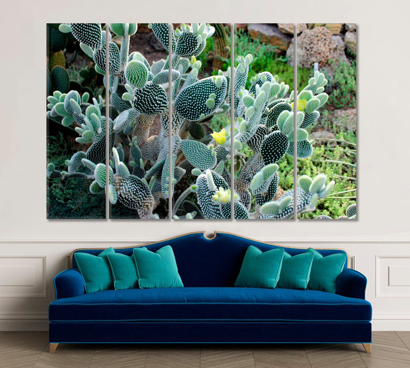 CACTI Flowering Cactus Floral & Botanical Split Art Artesty 5 panels 36" x 24" 