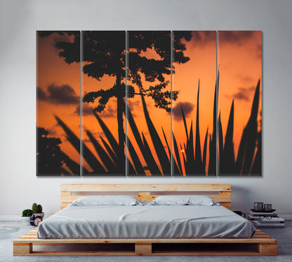 Amazing Romantic Colorful Red Sunset Exotic Tropical Islands Canvas Print Nature Wall Canvas Print Artesty   