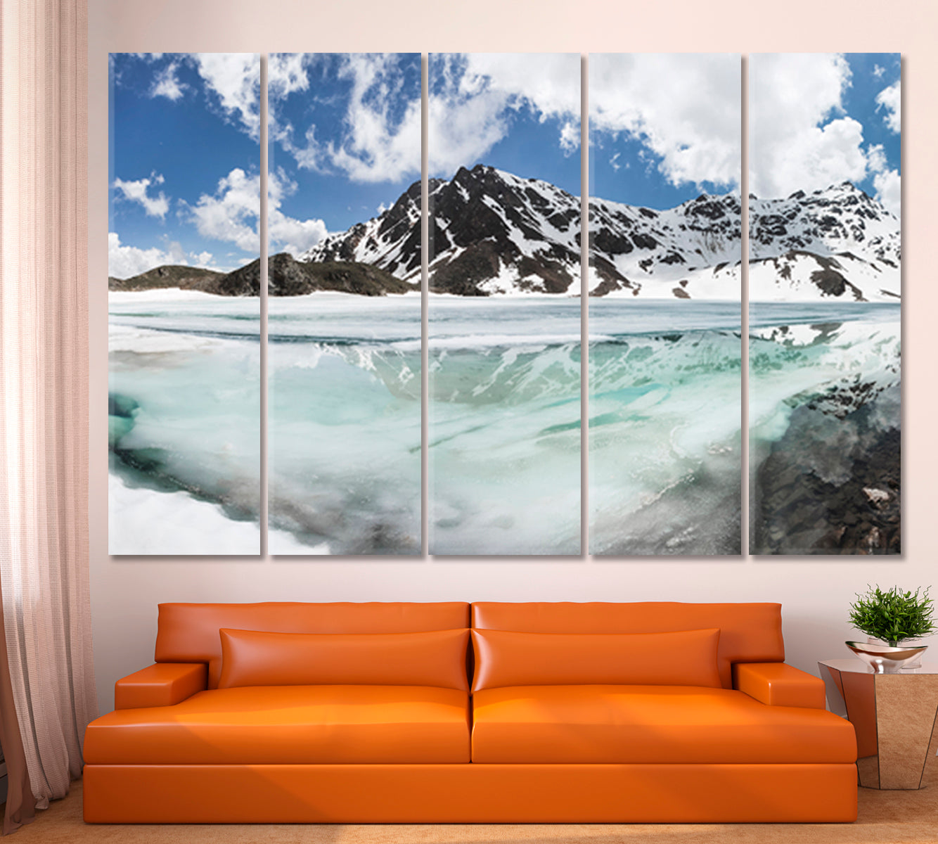 Scenery Landscape View Glacier Frozen Lake Arctic Alpine Alps Mountain Scenery Landscape Fine Art Print Artesty 5 panels 36" x 24" 
