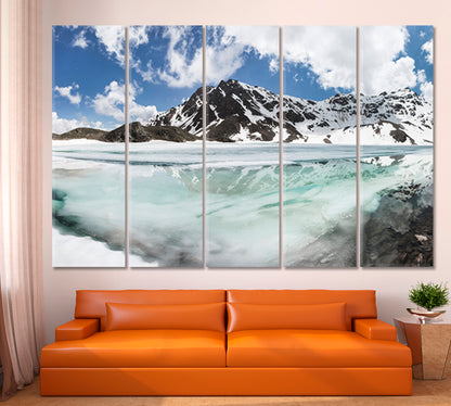 Scenery Landscape View Glacier Frozen Lake Arctic Alpine Alps Mountain Scenery Landscape Fine Art Print Artesty 5 panels 36" x 24" 