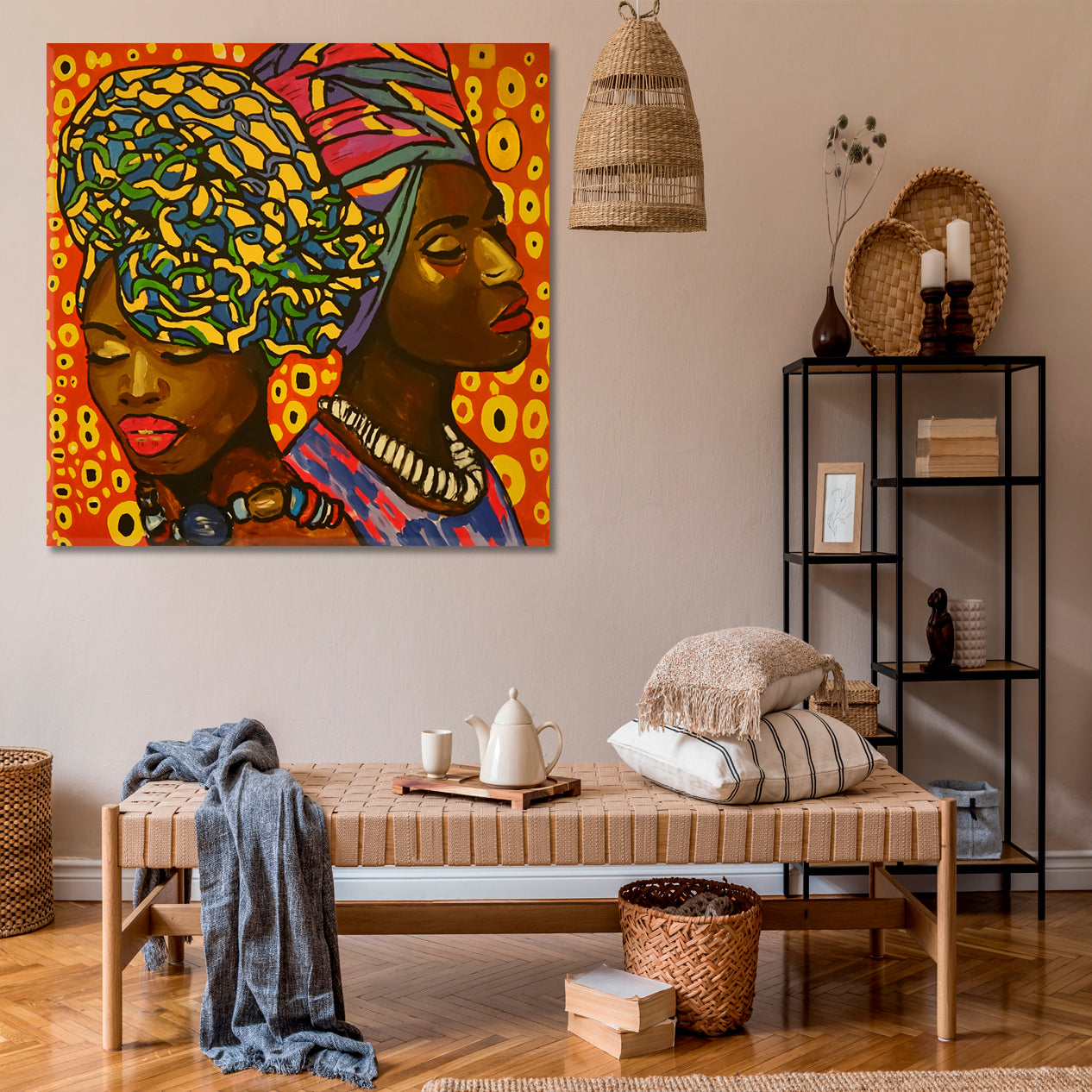 AFRICAN FASHION Black Women Colorful Vivid Abstract Modern Art | S People Portrait Wall Hangings Artesty   