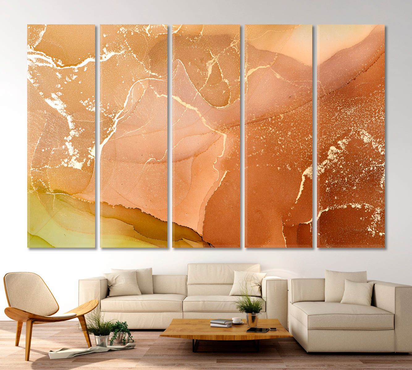 Abstract Marbled Ink Colors Fluid Stains Fluid Art, Oriental Marbling Canvas Print Artesty 5 panels 36" x 24" 