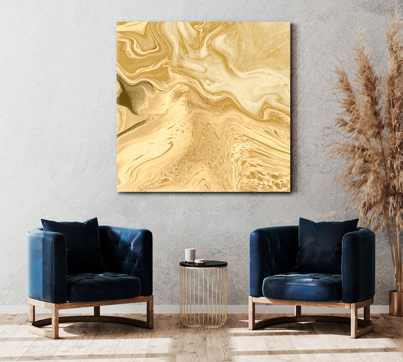 Decorative Marble Abstract Painting Earth Tones Fluid Art, Oriental Marbling Canvas Print Artesty 1 Panel 12"x12" 