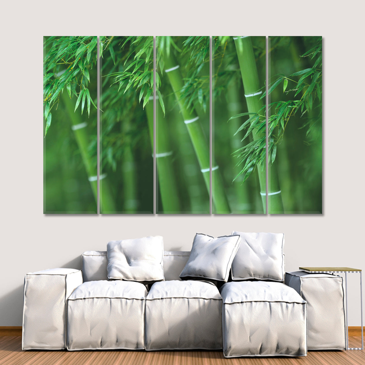Bamboo Green Forest Floral & Botanical Split Art Artesty 5 panels 36" x 24" 