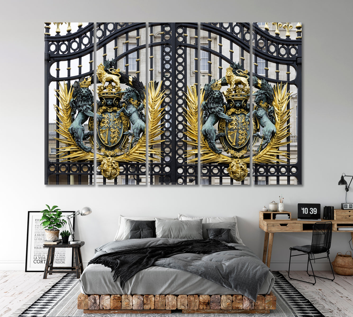 ROYAL Gate Detail Buckingham Palace London UK Canvas Print Famous Landmarks Artwork Print Artesty 5 panels 36" x 24" 