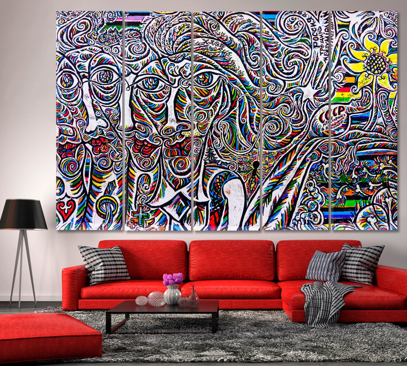 Graffiti East Side Gallery Berlin Wall Artistic Street Art Abstract Vibrant Graffiti Canvas Print Abstract Art Print Artesty   