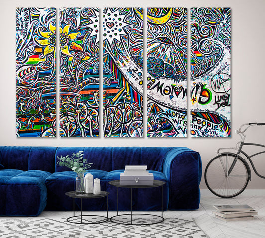 Unique Details Street Art Urban Graffiti Abstract Contemporary Street Art Canvas Print Artesty 5 panels 36" x 24" 