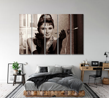 Audrey Celebs Canvas Print Artesty 5 panels 36" x 24" 