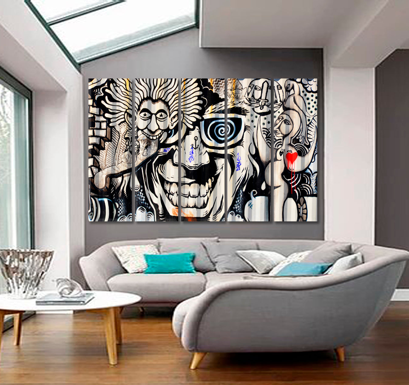 Abstract Expressionism Surrealism Graffiti on the Wall Street Art Abstract Art Print Artesty 5 panels 36" x 24" 