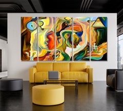 Soul Mate Colorful Patterns Consciousness Art Artesty 5 panels 36" x 24" 
