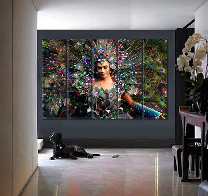 CARNIVAL QUEEN Beautiful Woman Fashion Canvas Print Artesty 5 panels 36" x 24" 