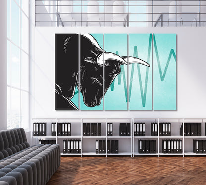 Bull Market Art Icon Business Concept Business Concept Wall Art Artesty 5 panels 36" x 24" 