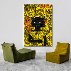 NFT Mystic Mexican Black Cat Poster Abstract Art Print Artesty 1 Panel 16"x24" 