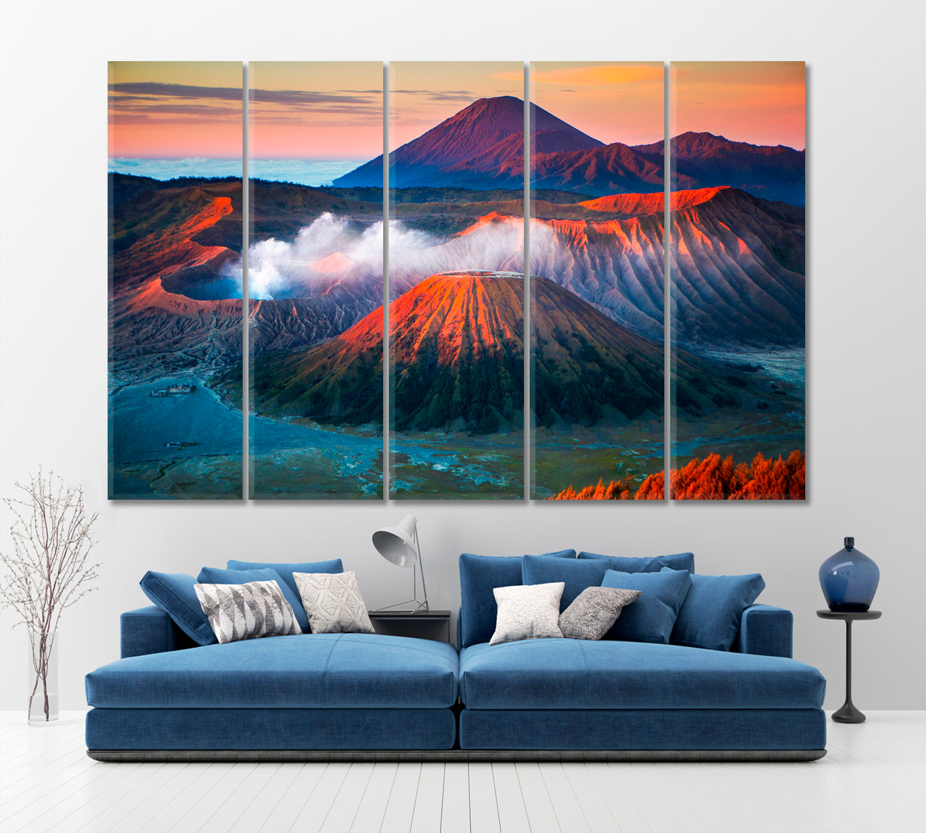 Mount Bromo Active Volcano High Peak Tengger Massif Java Indonesia Famous Landmarks Artwork Print Artesty 5 panels 36" x 24" 