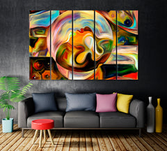 Harmony Microcosm and Macrocosm Colorful Patterns Consciousness Art Artesty 5 panels 36" x 24" 