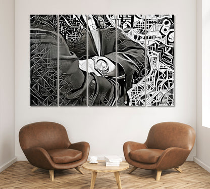 MAN WITH WATCH Abstract Geometric Modern Cubism Futurism Office Wall Art Canvas Print Artesty 5 panels 36" x 24" 