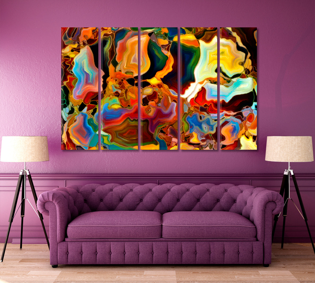 Colors of the Mind Abstract Art Print Artesty 5 panels 36" x 24" 