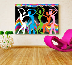 SPORT AND FITNESS Colorful Stylized Silhouettes Dancing Girls Motivation Sport Poster Print Decor Artesty 1 panel 24" x 16" 
