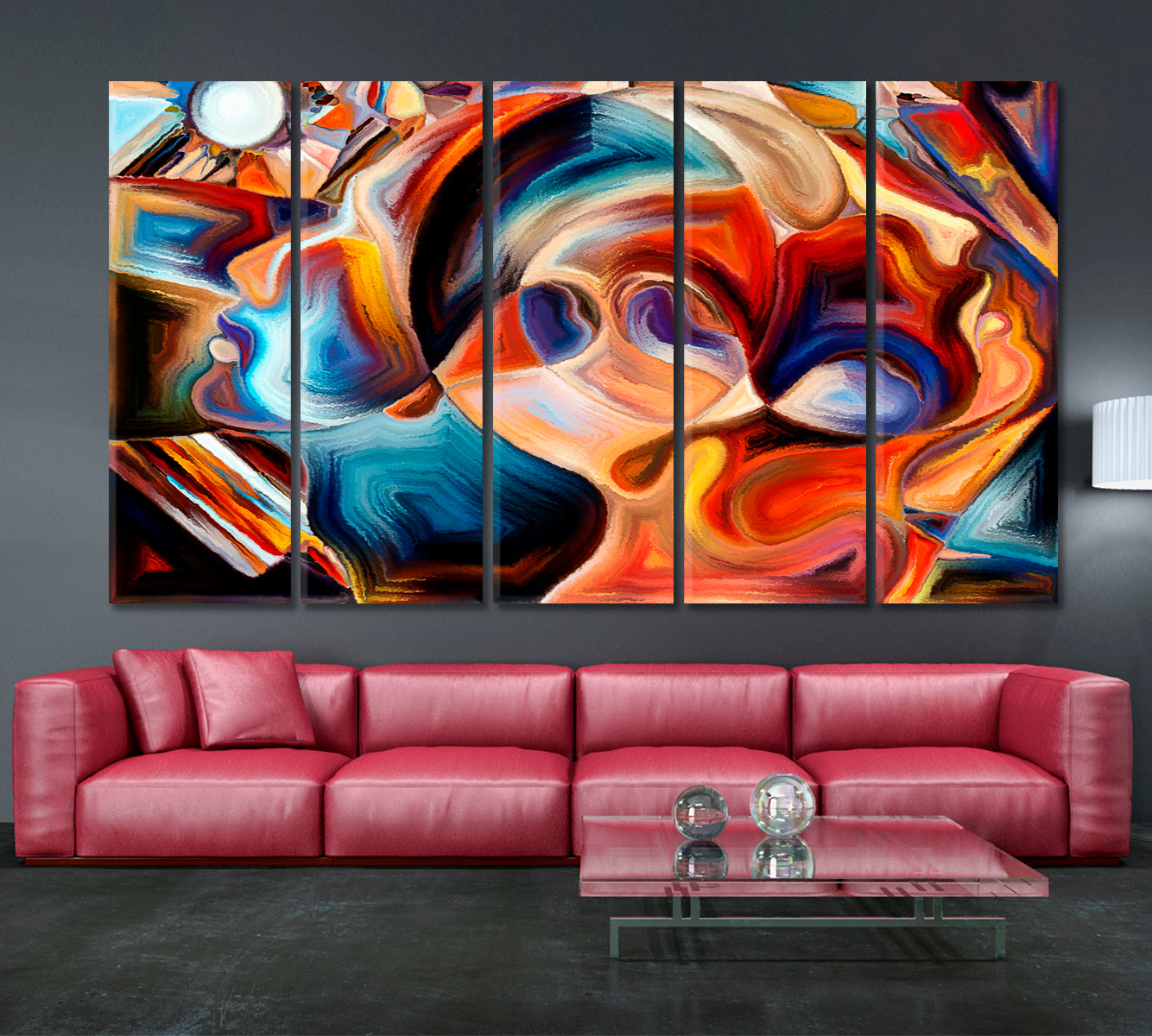 Lovers And Universe Abstract Art Print Artesty 5 panels 36" x 24" 