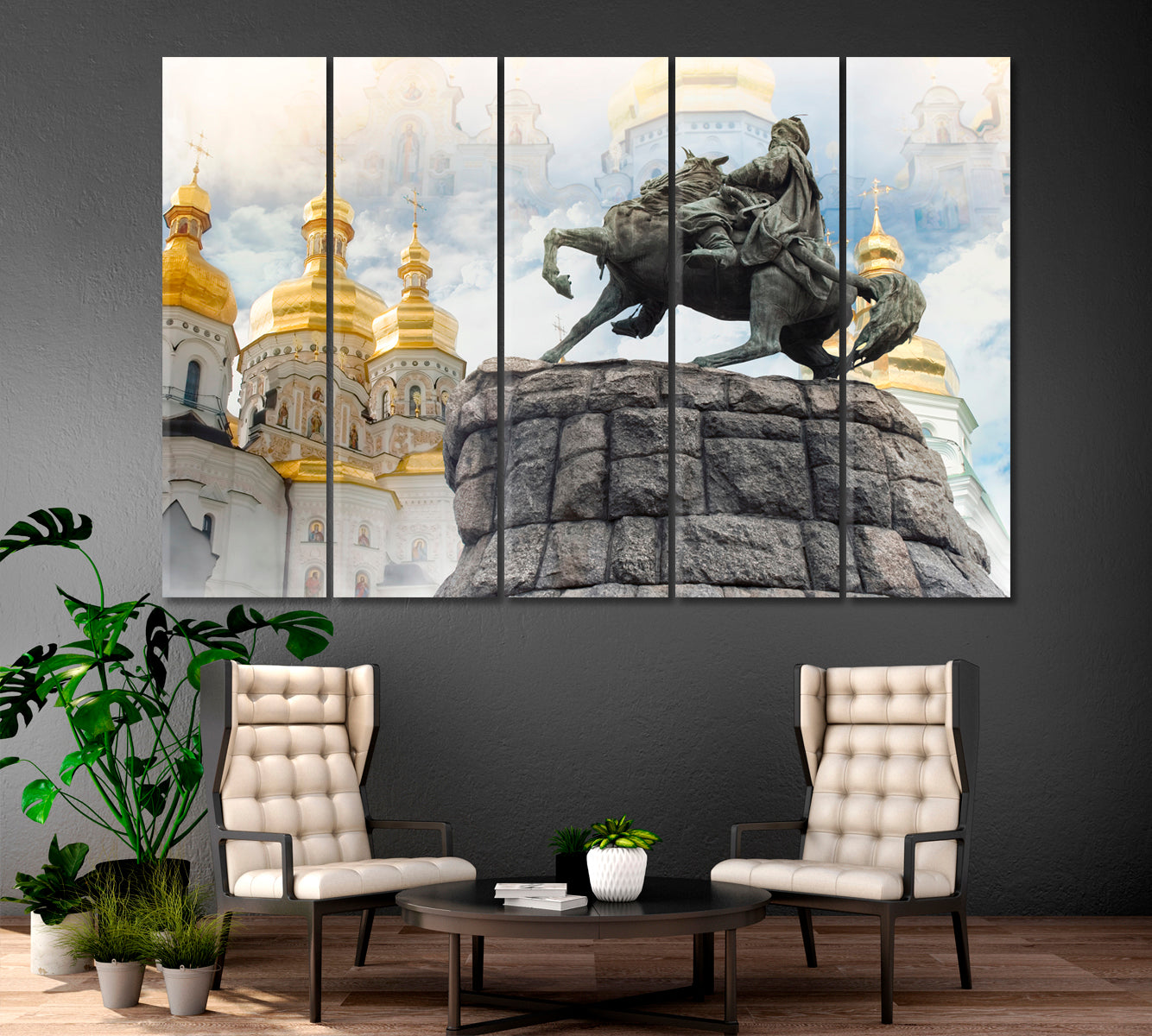 Golden Dome Pechersk Lavra Church Kyiv Ukraine Cities Wall Art Artesty 5 panels 36" x 24" 