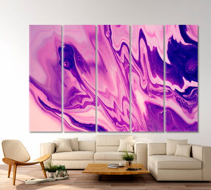 FUCHSIA Acrylic Mix Abstract Colorful Marble Splash Fluid Fluid Art, Oriental Marbling Canvas Print Artesty 5 panels 36" x 24" 