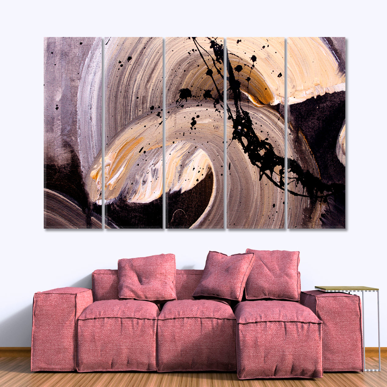 Brown Beige Purple Rough Tough Texture Modern Abstract Art Contemporary Art Artesty 5 panels 36" x 24" 