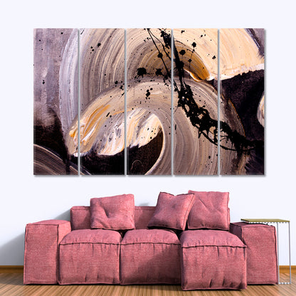 Brown Beige Purple Rough Tough Texture Modern Abstract Art Contemporary Art Artesty 5 panels 36" x 24" 