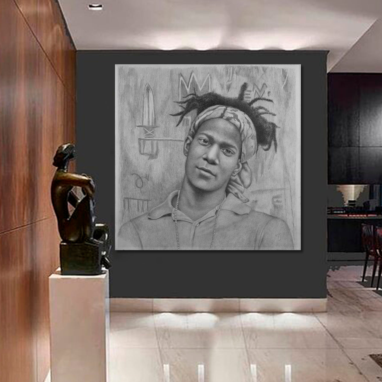 BASQUIAT PORTRAIT Jean Michel Basquiat Black And White - S Celebs Canvas Print Artesty   