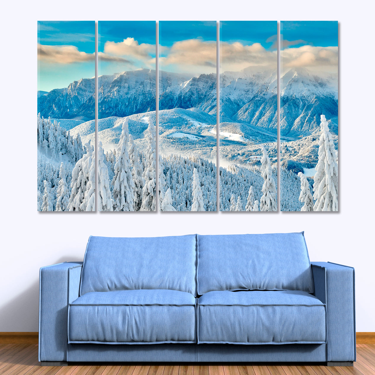 Mountain Winter Landscape Over The Ski Slope Panoramic View Poster Scenery Landscape Fine Art Print Artesty   