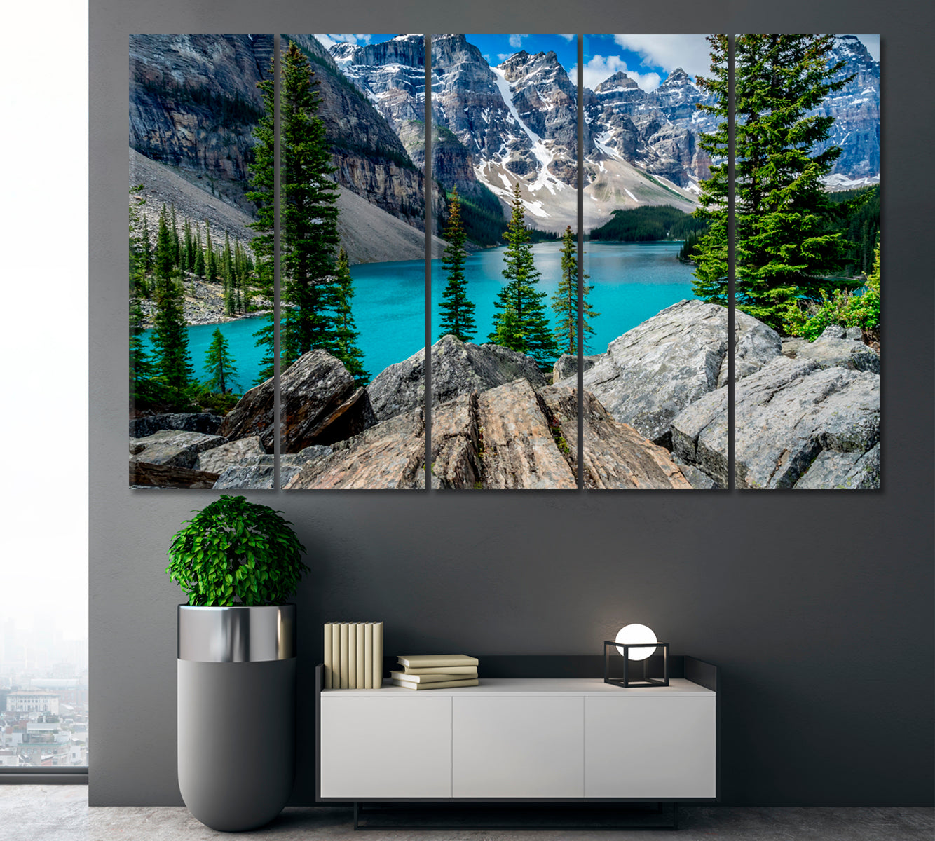 Banff National Park Canada Landscape Popular Landmark Attraction Scenery Landscape Fine Art Print Artesty 5 panels 36" x 24" 
