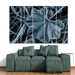 ABSTRACT NATURALISM Frost Pattern Leaf Ice Crystals Floral & Botanical Split Art Artesty 5 panels 36" x 24" 