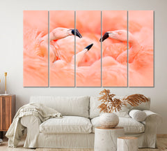 Pink Flamingos Animals Canvas Print Artesty 5 panels 36" x 24" 