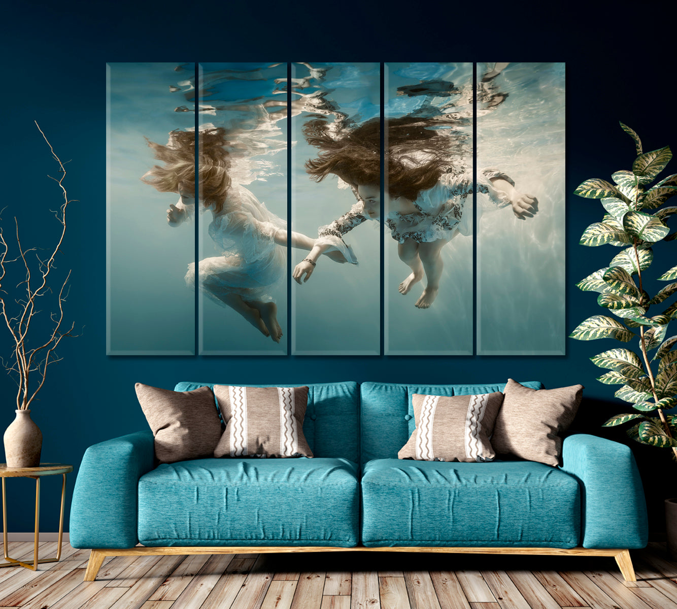 UNDER THE WATER Beautiful Shot Fine Art Artesty 5 panels 36" x 24" 