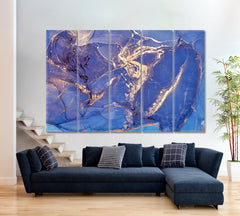 Abstract Fluid Fluid Art, Oriental Marbling Canvas Print Artesty 5 panels 36" x 24" 