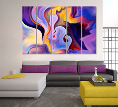 Human and Colorful Nature Abstract Art Print Artesty 5 panels 36" x 24" 