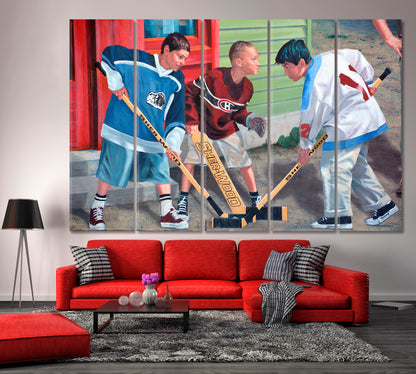 SPORT CHAMPIONS Street Art Urban Graffiti  Hockey Fans Boys Canvas Print Motivation Sport Poster Print Decor Artesty 5 panels 36" x 24" 