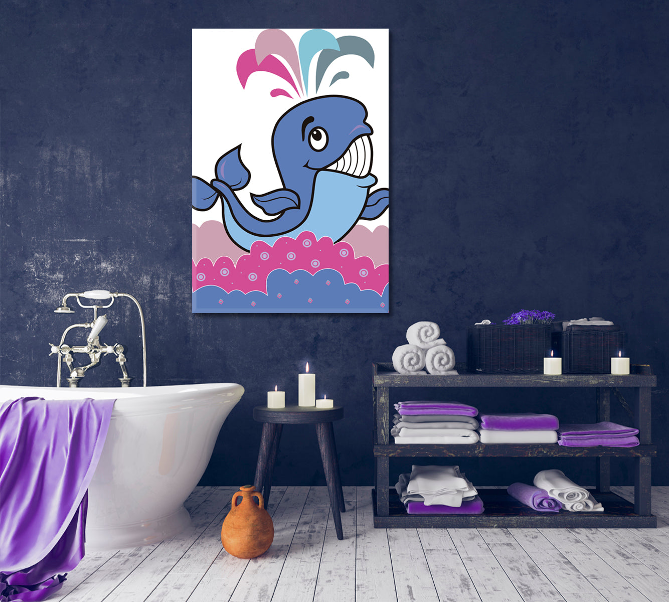 Cheerful Whale Kids Room Art Kids Room Canvas Art Print Artesty   