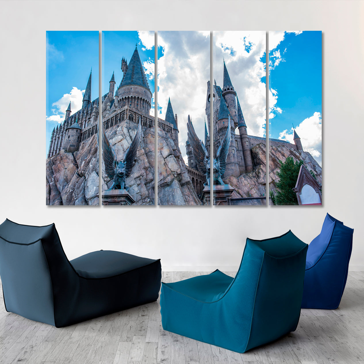 Harry Potter Universal's Islands of Adventure Orlando Florida Poster Famous Landmarks Artwork Print Artesty 5 panels 36" x 24" 