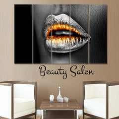 SILVER LIPS Poster Beauty Salon Artwork Prints Artesty 5 panels 36" x 24" 