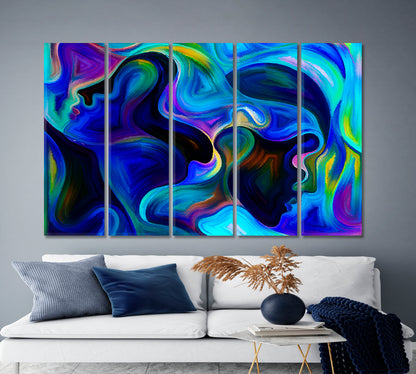 Split Consciousness Abstract Design Contemporary Art Artesty 5 panels 36" x 24" 