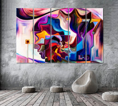 World And Shapes Consciousness Contemporary Art Artesty 5 panels 36" x 24" 