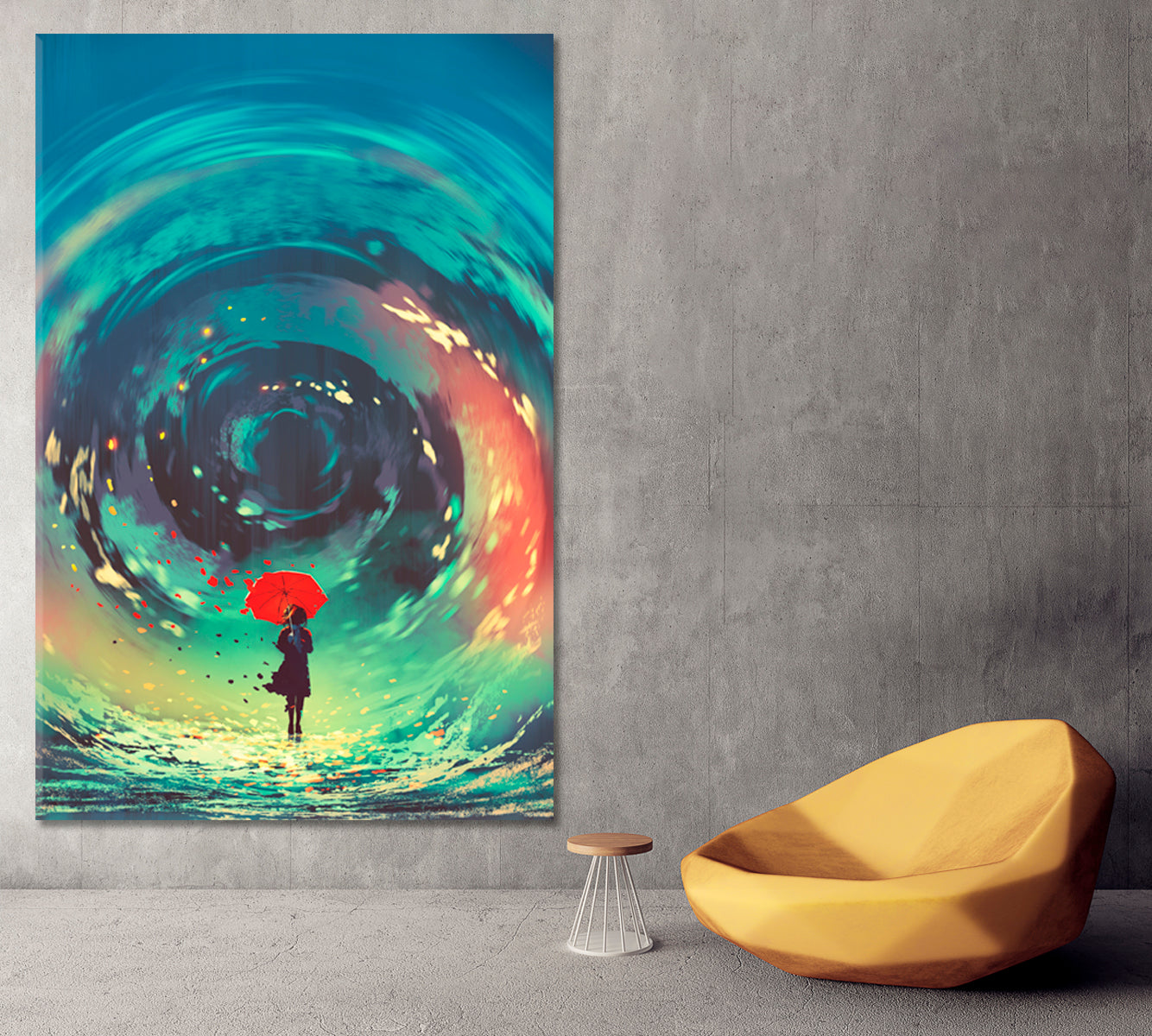 IMAGINATION Surreal Whirlpool Girl Red Umbrella Swirling Sky Fantasy Surreal Fantasy Large Art Print Décor Artesty   