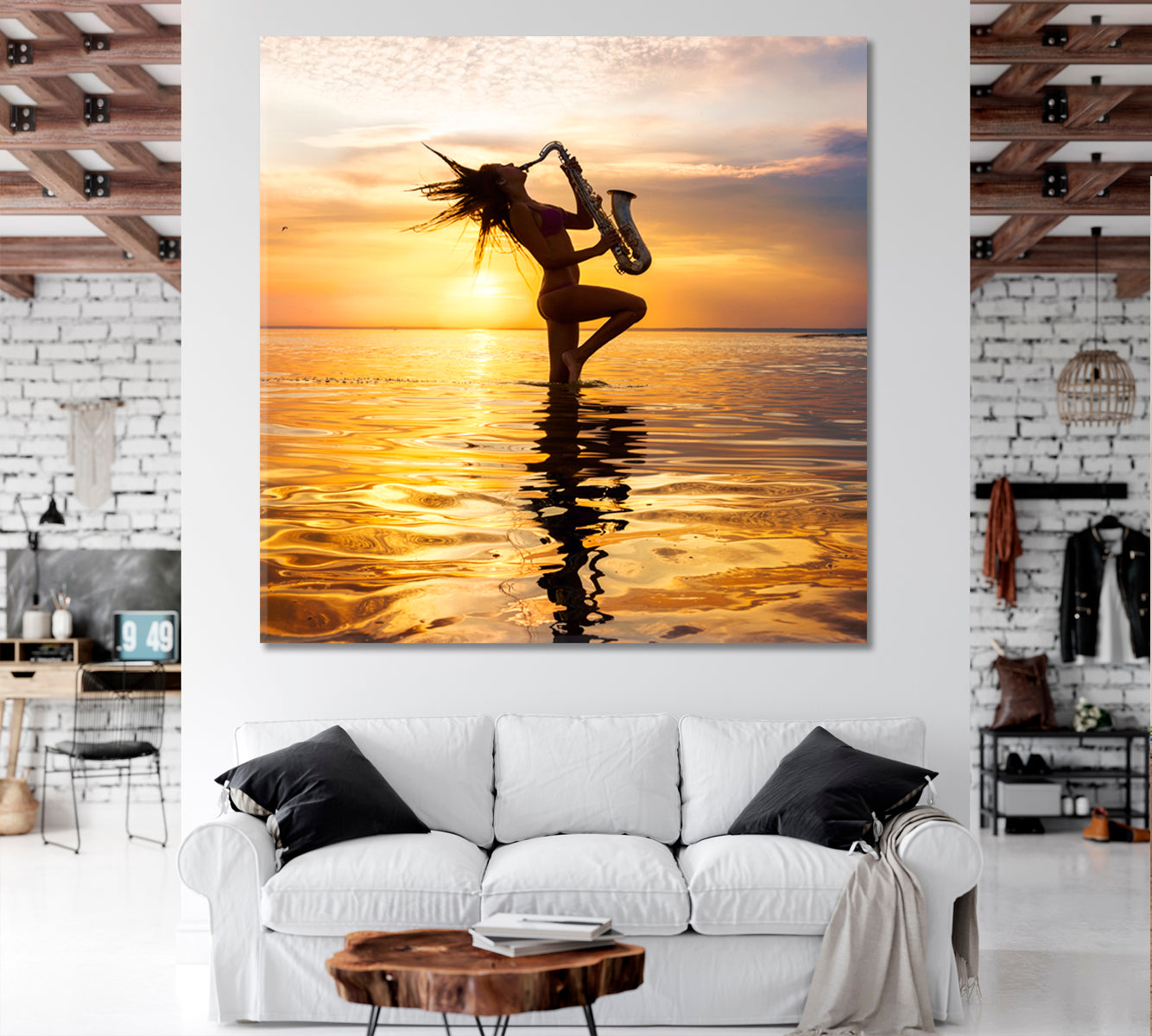 HOT JAZZ Picturesque Golden Horizon Landscape Sax Music Music Wall Panels Artesty   